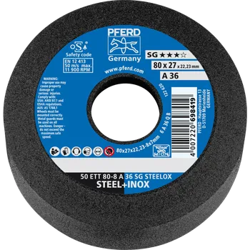 Brusný kotouč Pferd 63417122 | Brusný hrncový kotouč válcový 80x8x22,23 mm, Z36, SG STEELOX