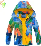 Chlapecká podzimní bunda KUGO B2993 - modro-oranžová/hořčicový zip Velikost: 164