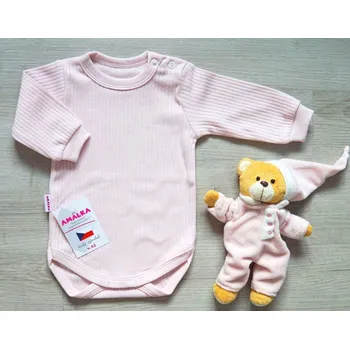 AMÁLKA Bavlněné body žebrované, pudrově růžové Velikost: 92