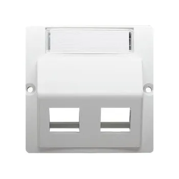 Elektrická zásuvka Simon BMGKS2P/11 Kryt teleinformačních zásuvek pro Keystone šikmé, dvojité s popisným polem bílá