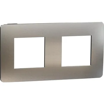 Schneider Electric NU280456M Unica Studio Metal - Krycí rámeček dvojnásobný, White Aluminium/Černý