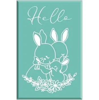 Dětské razítko Dřevěné razítko Aladine velikost D - králičí rodinka