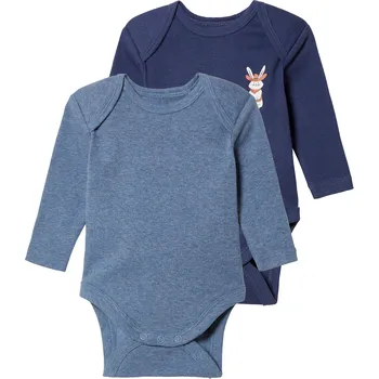 lupilu® Chlapecké body s dlouhými rukávy s BIO bavlnou, 2 kusy (modrá / tmavě modrá, 50/56)