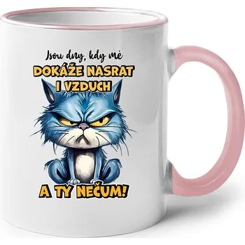 Keramický hrnek Jsou dny, kdy mě dokáže nasrat i vzduch a ty nečum, Barva Růžová, Velikost 330 ml, Canvas Keramický hrnek s barevným uchem Bezvatriko.cz 2654