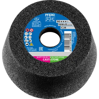 Brusný kotouč Pferd 63518224 | Brusný hrncový kotouč kuželový 110x20x22,23 mm, Z24, SG CAST+STONE