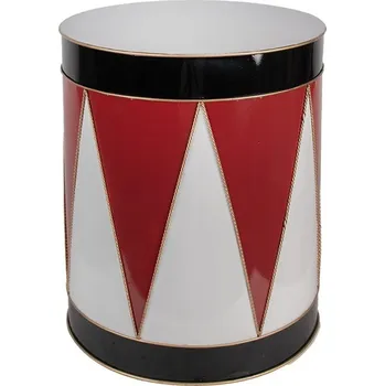 Vánoční dekorace Červeno-bílý vánoční kovový buben Drum L - Ø 43*51 cm