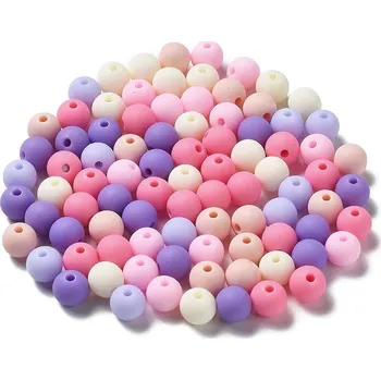 Dětské navlékací korálky Korálky matné, akrylové, MIX RŮŽOVÝCH, 8 mm, 20ks/bal.