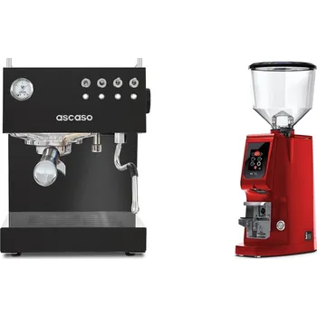 Kávovar Ascaso Steel DUO, Black + Eureka Atom W 75, ferrari red