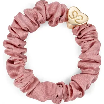 Gold Heart Silk Scrunchie Champagne Pink