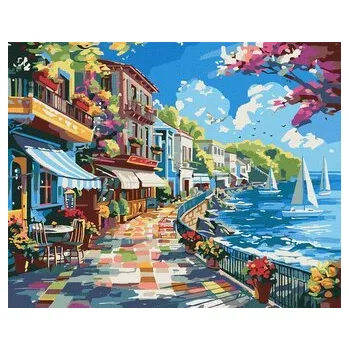 Set školních potřeb Malowanie po numerach - Miasto nad oceanem 40x50cm