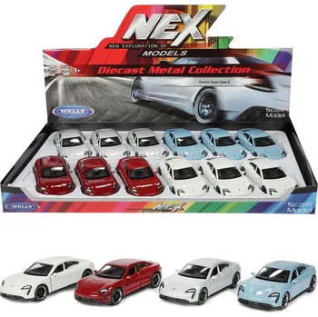 Hračka Teddies Auto Welly Porsche Taycan Turbo S kov/plast 12cm 4 barvy na zpětné natažení