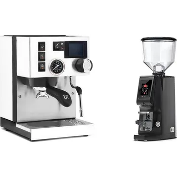 Kávovar Rancilio Silvia BC PID, white + Eureka Atom W 75, black