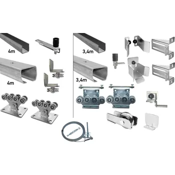 Pohon brány CAIS Kompletní sada pro výrobu dvoudílné teleskopické samonosné brány s šířkou průjezdu až 4,25 m, FOLLOW ME "S" 4,25