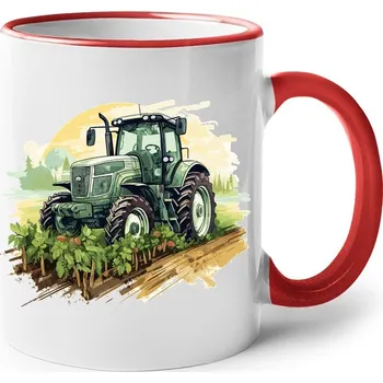 Keramický hrnek Traktor, Barva Červená, Velikost 330 ml, Canvas Keramický hrnek s barevným uchem Bezvatriko.cz 2738