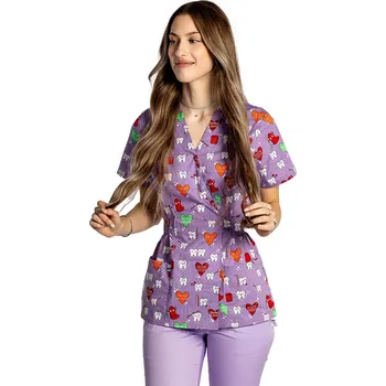 Zdravotnický oděv Fialová zdravotnická halenka - zoubky - dámská| drinuniforma.cz