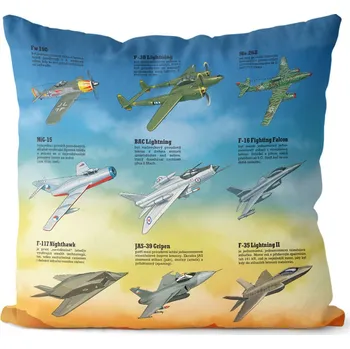 Dekorativní polštářek Polštář 40 x 40 cm - Stíhačky