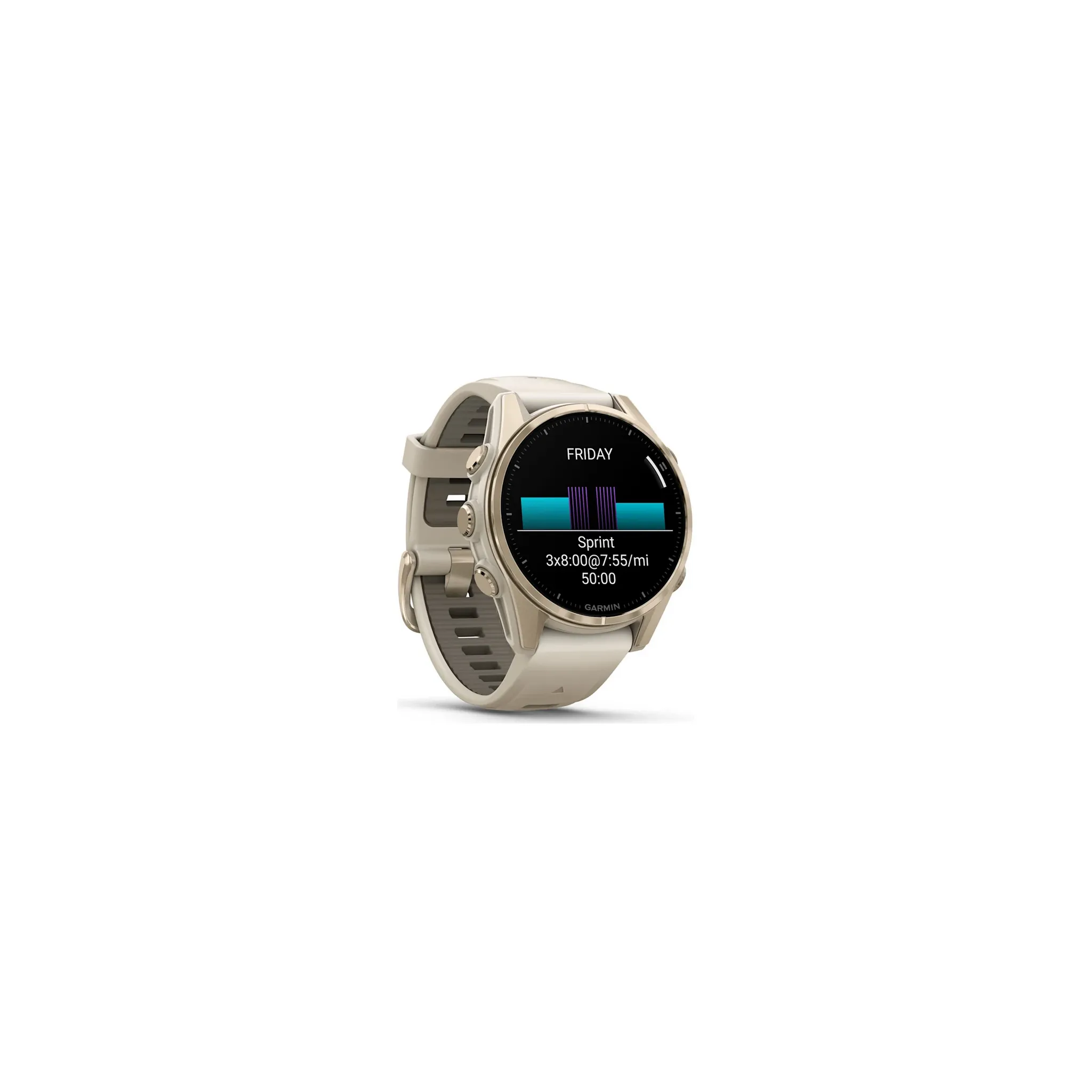 Fotografie 2 - Chytré hodinky Garmin fēnix 8 43 mm AMOLED Sapphire Soft Gold Fog Gray Silicone Band