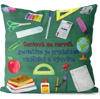 Dekorativní polštářek Polštář 40 x 40 cm - Géniové se nerodí