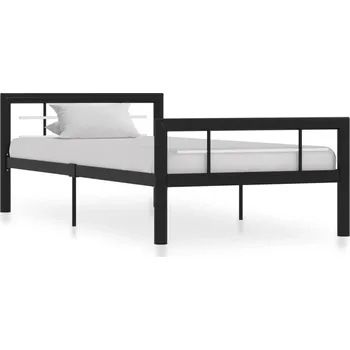 Postel vidaXL Rám postele černý a bílý kov 90 x 200 cm [284556] Barva: Černobílý