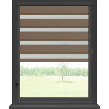 Dekodum Roleta den a noc v antracitové kazetě zatemňovací, barva látky Tmavě béžová Šířka (cm): 34, Výška (cm): Standardní (do 150 cm), Strana mechanismu: Práva