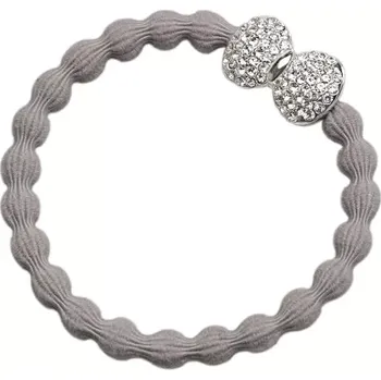 Silver Diamanté Bow Cloudy Grey