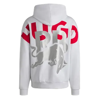 Pánská mikina Volnočasová mikina s kapucí HUGO - Visa Cash App RB bílá oversize L