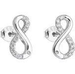 Stříbrné náušnice pecka se zirkonem bílé nekonečno 11017.1