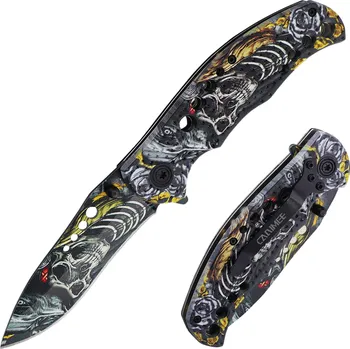 Kuchyňský nůž Skládací taktický nůž SKULL 20 cm Vyber barvu :: Žlutá