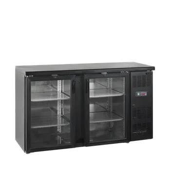 Lednice TEFCOLD CBC 210 G – Prosklený minibar, 2-křídlové dveře, 277 l, černý