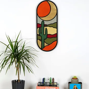 Obraz ASIR Nástěnná dřevná dekorace kaktus