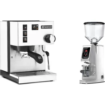 Kávovar Rancilio Silvia BC, white + Eureka Atom W 75, chrome
