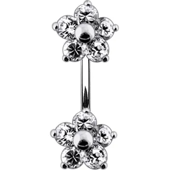 Piercing Šperky4U Stříbrný piercing do pupíku - kytičky - BP01106-C