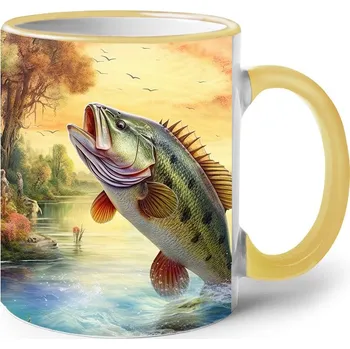 Keramický hrnek s rybou 4, Barva Žlutá, Velikost 330 ml, Canvas Keramický hrnek s barevným uchem Bezvatriko.cz 2726