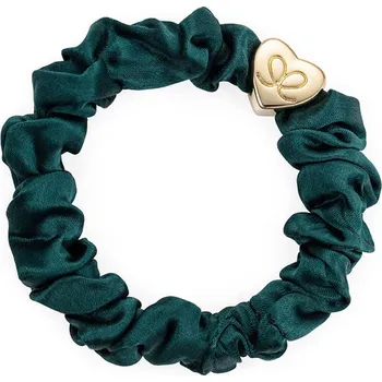 Gold Heart Silk Scrunchie Chive Green