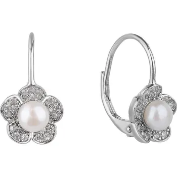 Náušnice Bealio BEALIO Stříbrné náušnice KVĚTINA říční perla 03-10267-2631