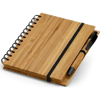 Zápisník DICKENS A5. Spirálový zápisník A5 z bambusu s 100 recyklovaným papíre