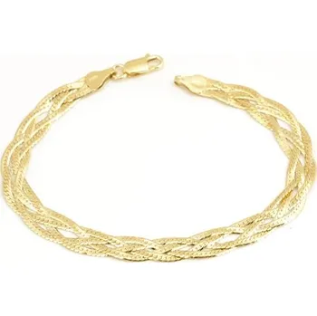 Náramek Zlacený splétaný stříbrný náramek 20 cm STNA0791F