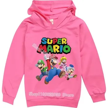 Chlapecký svetr Dětská mikina s kapucí a potiskem Super Mario (mix barev) Barva: Růžová, Velikost: 110
