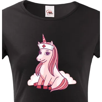 Dámské tričko Dámské tričko Unicorn nurse, Barva Černá, Velikost L, Canvas Dámské tričko s krátkým rukávem Bezvatriko.cz 2712