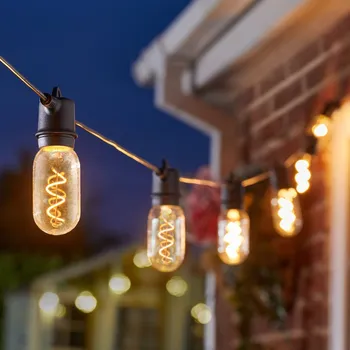 Lampička SMART GARDEN LED solární světelná řetěz Vintage 365, 8 žárovek, sklo, IP44 - Délka přívodního kabelu 2 m; vzdálenost mezi světelnými zdroji 50 cm čirý, černý - Doprava zdarma