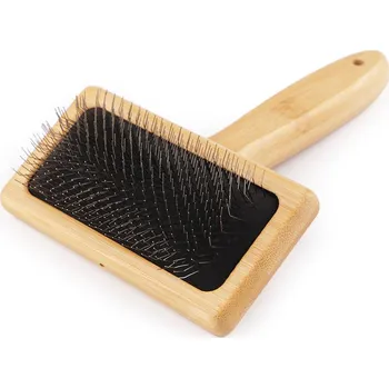 Rozčesávací kartáč / hřeben na macrame dřevěný 5,5x10,5 cm - přírodní