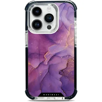 Pouzdro na mobilní telefon Odolný obal Mobiwear MagSafe Elite Bumper - Apple iPhone 14 Pro - D020D Fialový mramor (Odolný kryt, pouzdro, obal Mobiwear Elite Bumper na mobil Apple iPhone 14 Pro - D020D Fialový mramor, materiál Plast + TPU silikon + kov - zesílená ochrana telefonu,)
