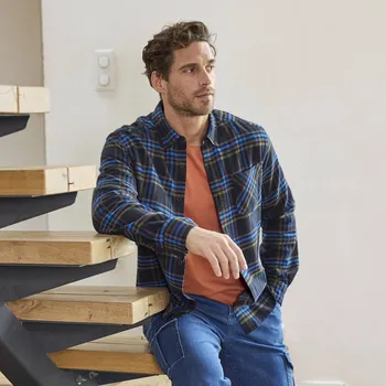 Dámská košile Flanelová kostkovaná košile, barvené vlákno nám. modrá 3XL