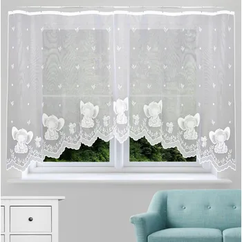 Hotová záclona, Slůňata s řasící stuhou, bílá