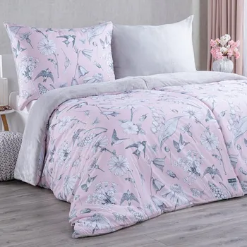 Povlečení decoDoma Dual Feel Rondini růžové 140 x 200, 70 x 90 cm zip