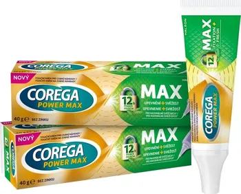 Lepidlo na zubní náhradu Corega Power Max Fixation + Fresh fixační krém na zubní náhrady s mátovou příchutí