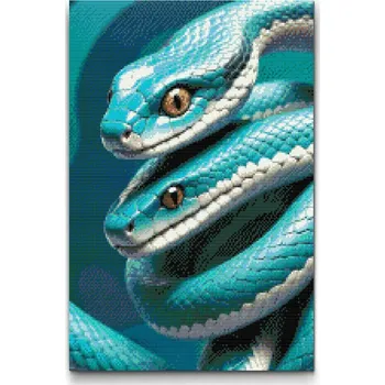 Diamantové malování Diamantové malování - Hadi v odstínech tmavě tyrkysové Velikost: 40x60cm, Rámování: Pouze srolované plátno, Diamanty: Kulaté