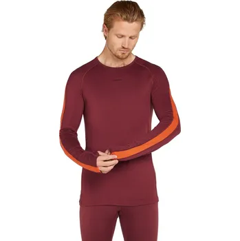 Pánské termo spodní prádlo Pánské merino tričko s dlouhým rukávem ICEBREAKER Mens ZoneKnit 200 LS Crewe, Port/Blaze velikost: L