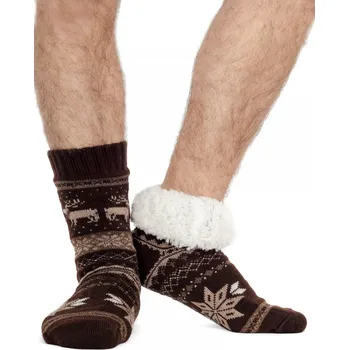 Pánské ponožky Pánské termo ponožky - protiskluzové 18 Sobík tmavě hnědé, VELIKOST 39 - 42