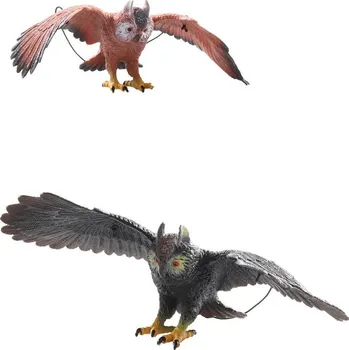 Figurka Pták sova 38cm plastové zvířátko na gumě k zavěšení 2 barvy plast